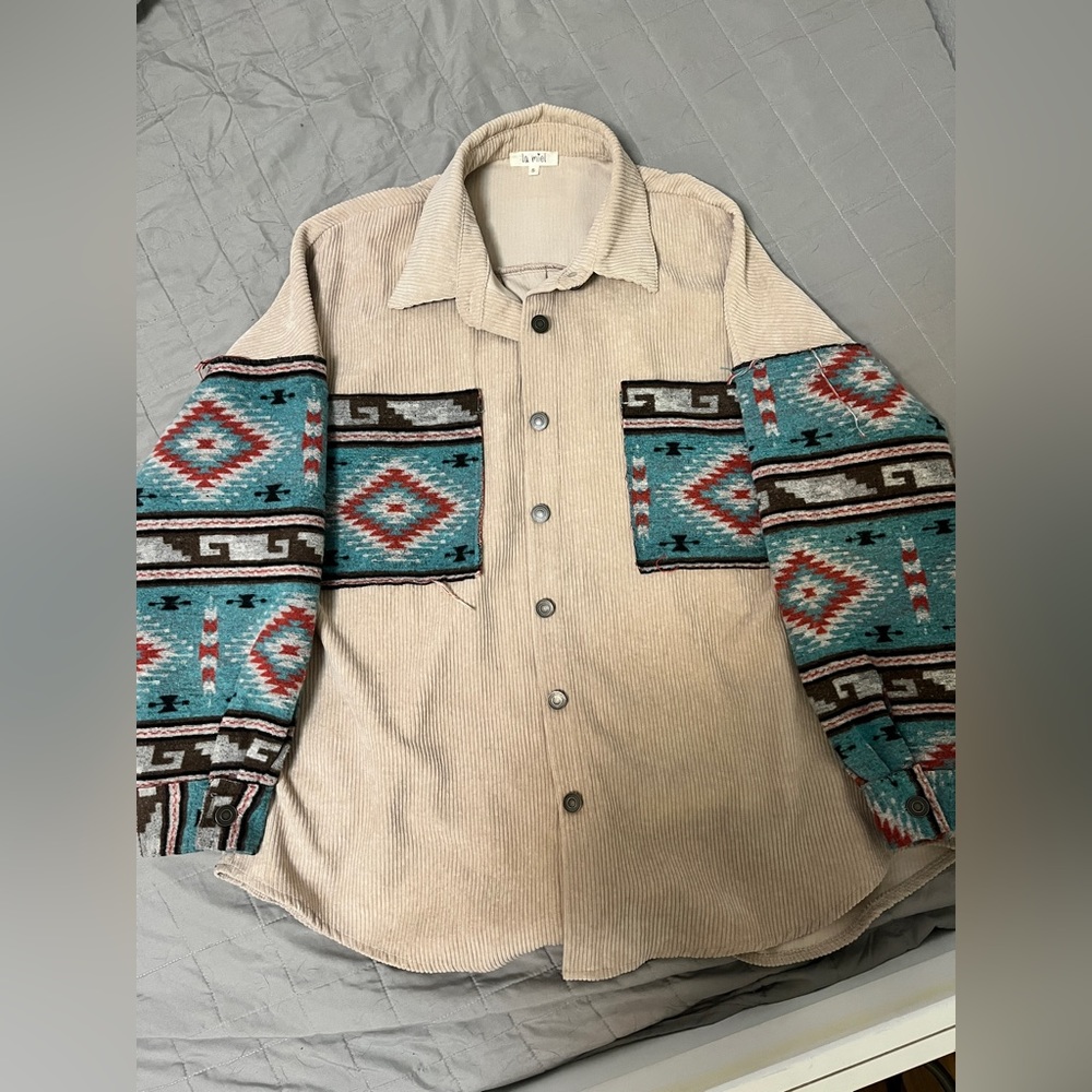 Oversized corduroy shacket